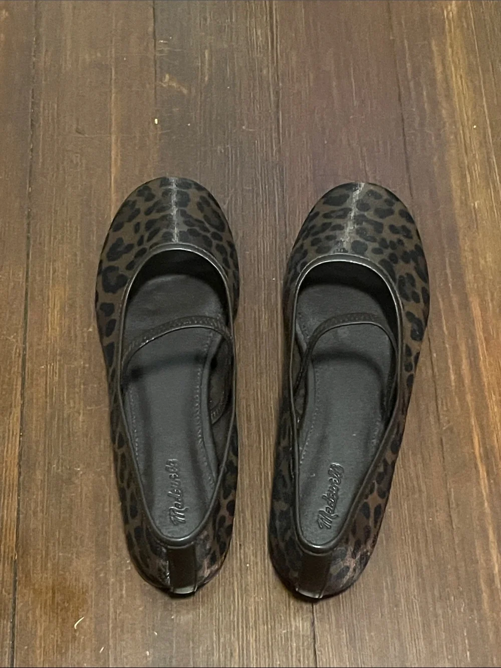 Madewell Leopard Print Mary Jane Ballet Flats in Black Brown
